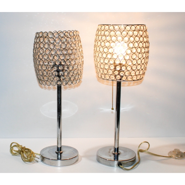 2 CHROME BASE TABLE LAMPS 