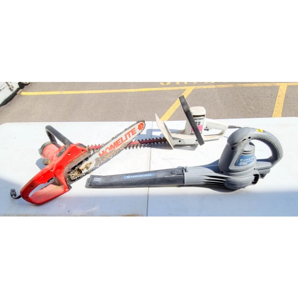 CORDED TOOLS CHAINSAW HEDGE TRIMMER & BLOWER