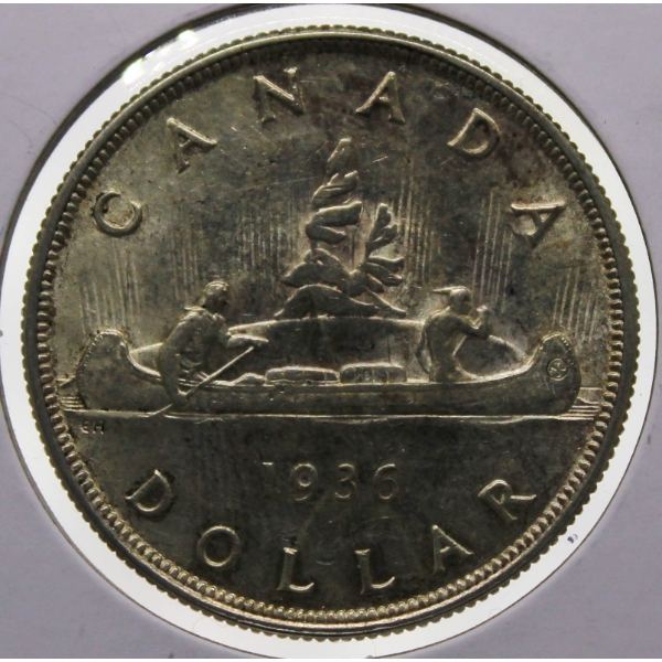 1936 SILVER CANADA VOYAGEUR DOLLAR