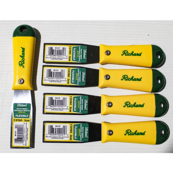 5 NEW 1 3/16" RICHARD FLEXIBLE PUTTY KNIFE