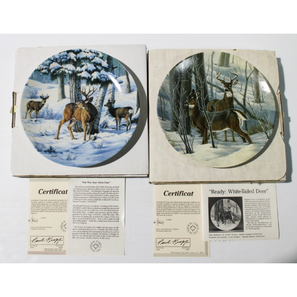 2 DEER COLLECTABLE PLATES W/ COA