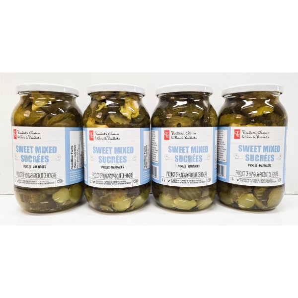 4 X 1L JARS PRESIDENT’S CHOICE SWEET MIXED PICKLES