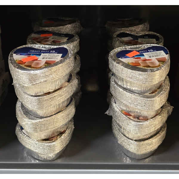 12PKS OF 10 ALUMINUM FOIL CAKE TINS