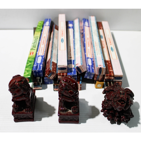 3 LRG INCENSE HOLDERS & 20 BXS ASST INCENSE STICKS