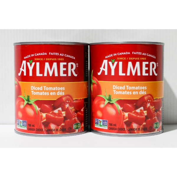 2 CANS ALYMERS DICED TOMATOES 796ML PER