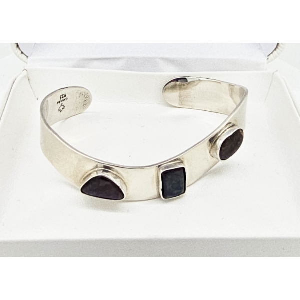 .925 SILVER BRACELET W/ STONE INLAYS