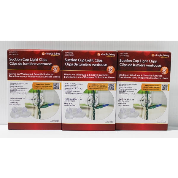 3PKS SIMPLE LIVING SUCTION CUP LIGHT CLIPS