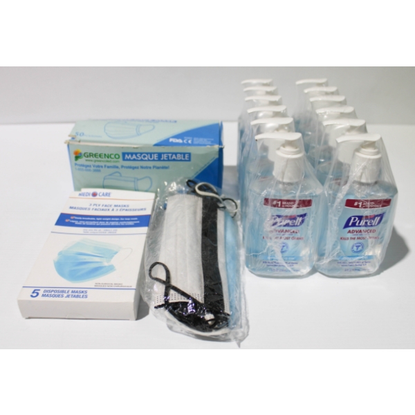 12 PURELL ADVANCED HAND SANITIZE & ASST. FACE MASKS