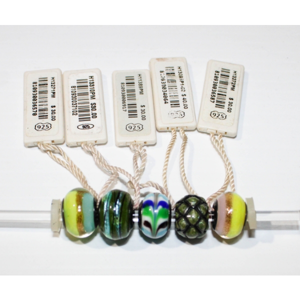5 PERSONA .925 GLASS BEAD BRACELET CHARMS - BLUE/GREEN ETC.