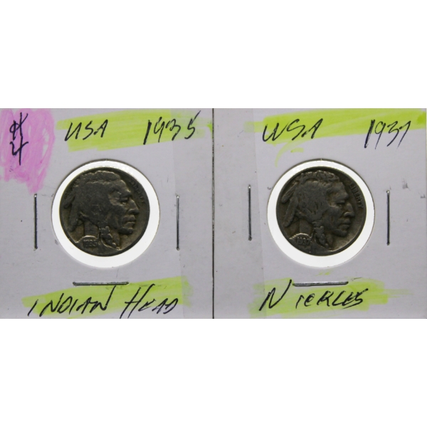 1935-1937 USA INDIAN HEAD NICKLES