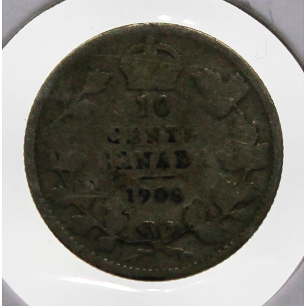 1906 CANADIAN SILVER 10 CENT COIN