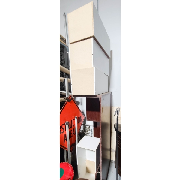 WOODEN DESK & ASST. DRAWERS