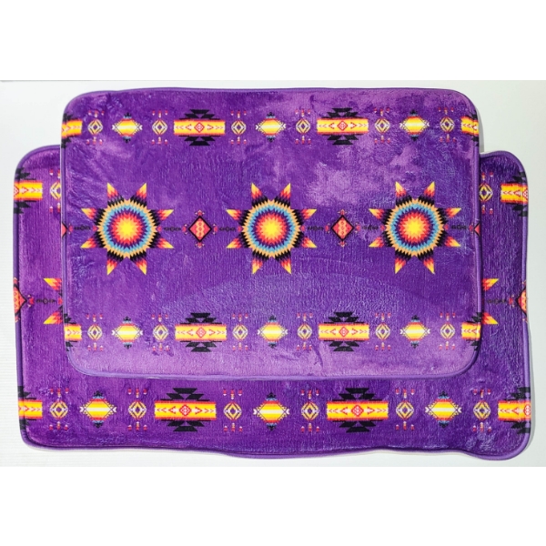 2PC NU TRENDS BATHROOM PURPLE MAT SET - STARBURST DESIGN