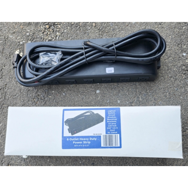 TWO NEW 6 OUTLET HEAVY DUTY POWER STRIPS