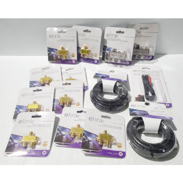 ASST. ELINK COAXIL CABLES & SPLITTERS ETC. 