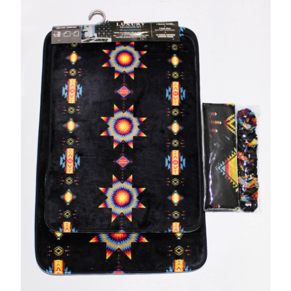 15PC NU TRENDS STARBURST LUXURY BATHROOM SET - BLK