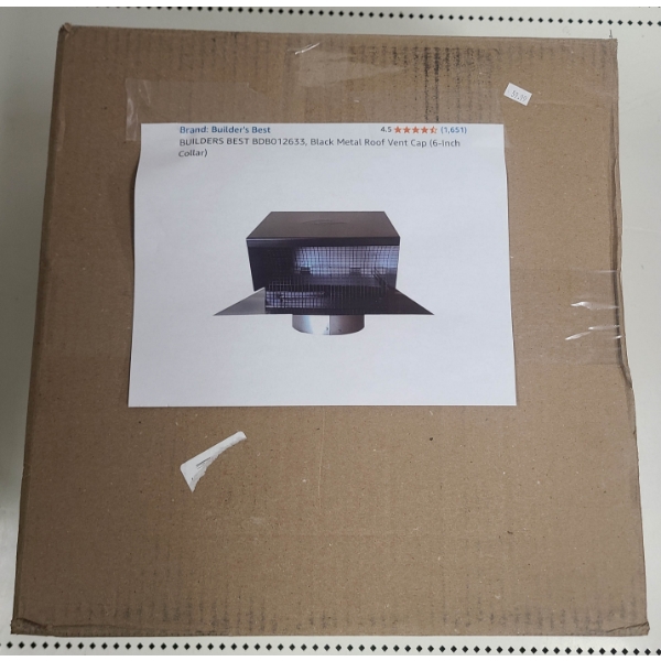 BUILDER'S BEST BDB012633 BLACK METAL ROOF CAP 6" COLLAR