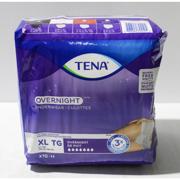 10PCS NEW TENA OVERNIGHT UNDERWEAR - XL
