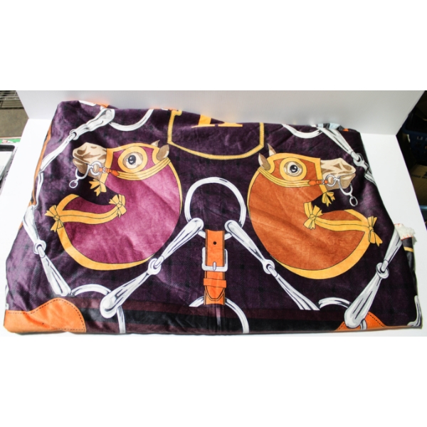 NEW SHERPA / SILK THROW BLANKET  - HORSES