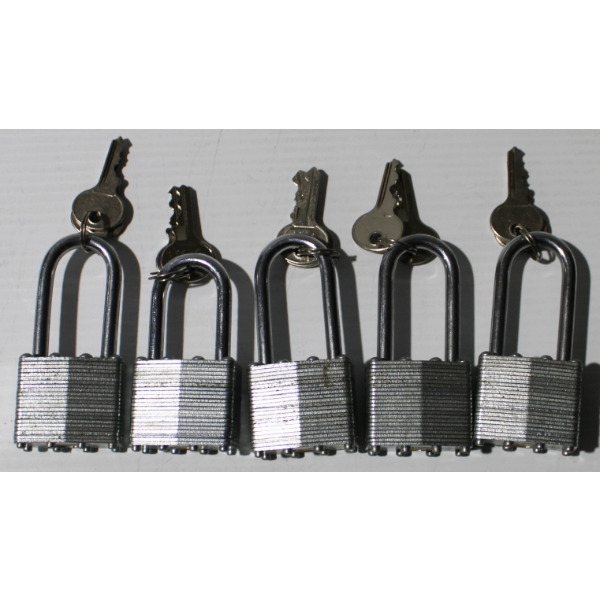 5 NEW PADLOCKS W/ KEYS