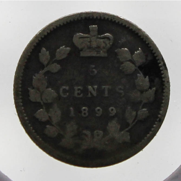 1899 CANADIAN SILVER 5 CENT COIN