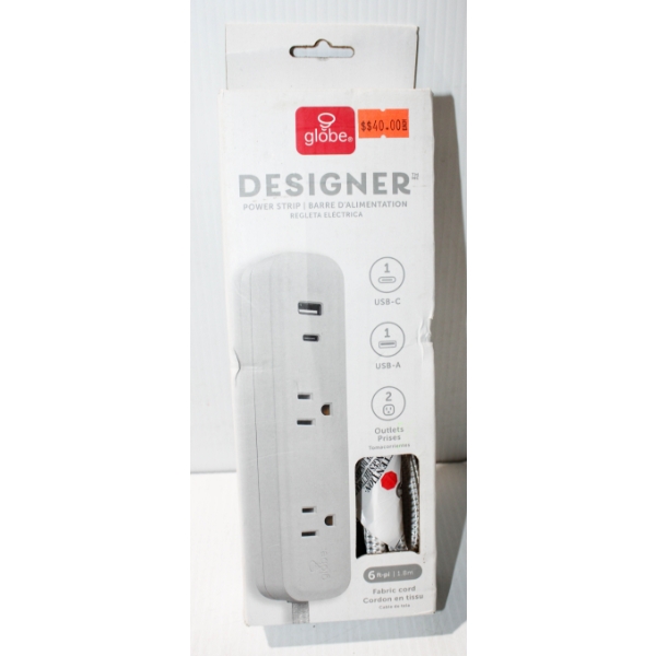 6 FT NEW GLOBE DESIGNER POWER STRIP W/ USB