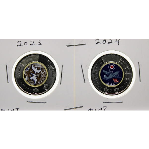 2023 RIOPELLE BIRDS & 2024 RCAF WC CANADA $2 COINS
