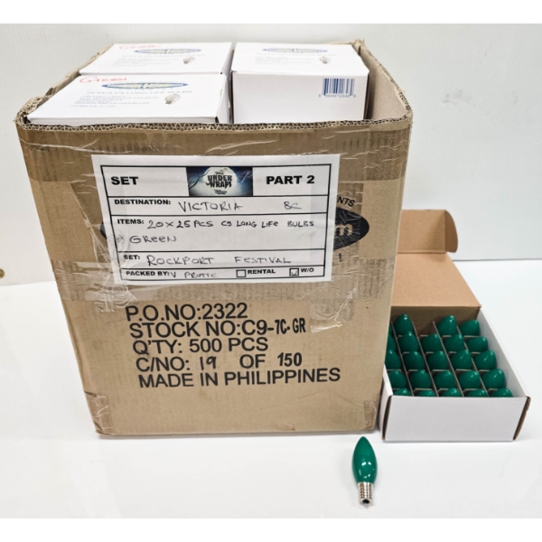 500 NOVELTY LONG LIFE LIGHT BULBS - GREEN