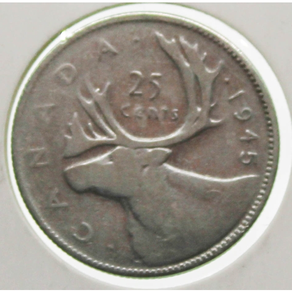 1945 CANADA SILVER 25 CENT COIN