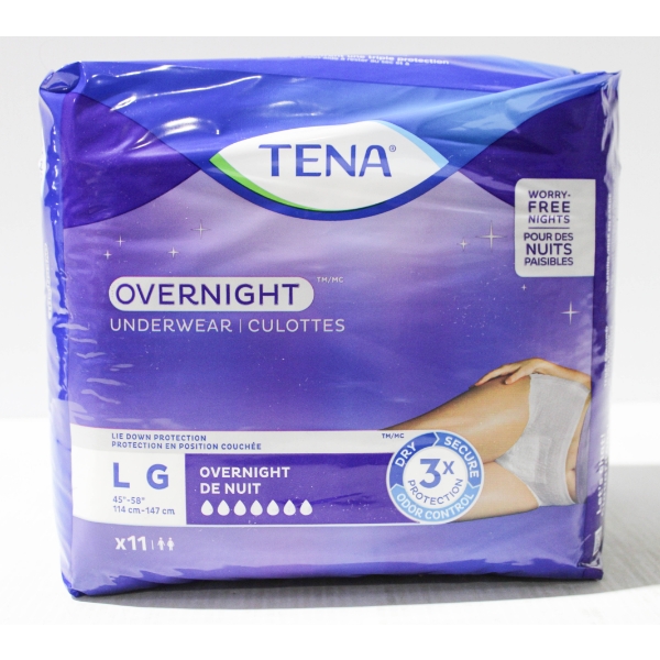  11PCS NEW TENA OVERNIGHT UNDERWEAR - LARGE