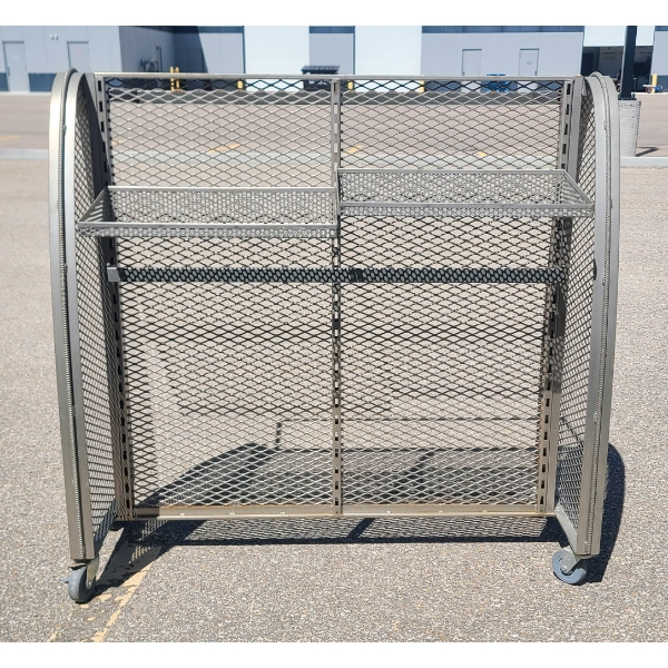 ROLLING METAL STORE DISPLAY W/ ADJUSTABLE RACKS