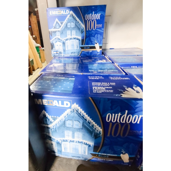 5 X 100 ICICLES EMERALD SUPER BRIGHT BLUE STRING LIGHTS