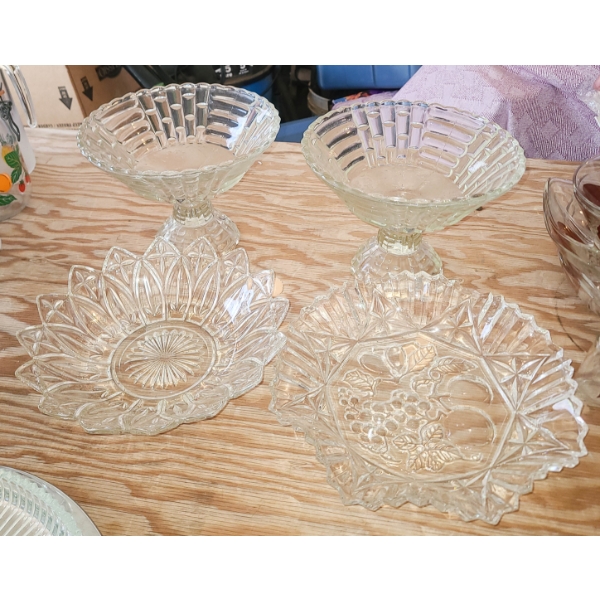VINT. JANET GLASS COMPOTE PEDESTAL BOWLS ETC.