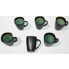 Image 1 : 6 STONEWARE MUGS - GREEN INSIDE