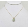 Image 1 : 10K GOLD 18" NECKLACE W/ JADEITE & DIAMOND PENDANT