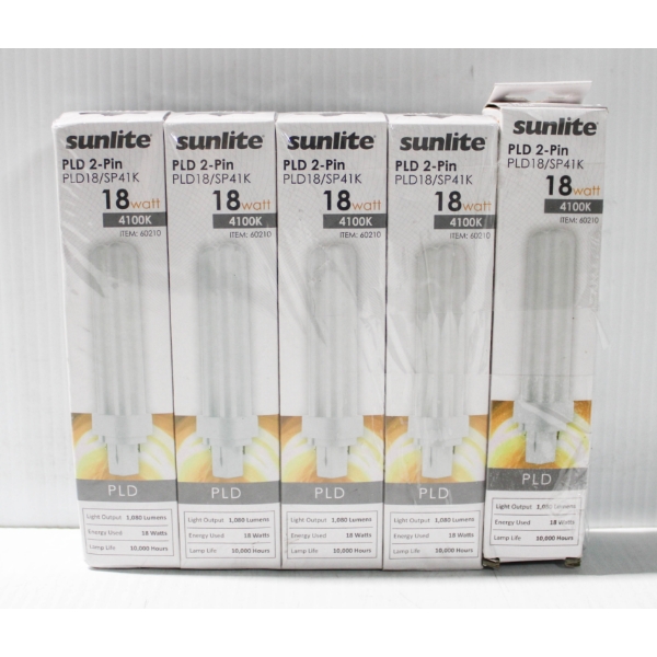 5 NEW SUNLITE PLD 2-PIN 18W 4100K LIGHT BULBS  