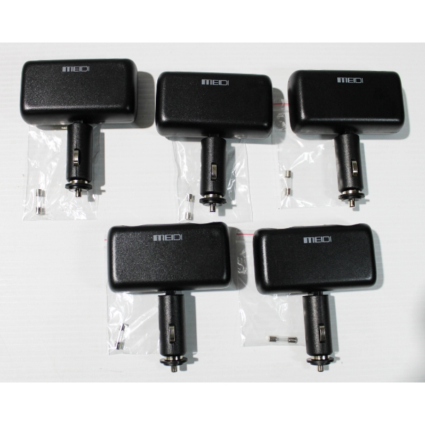 5 NEW MEIDI DUAL CIGARETTE LIGHTER SOCKET ADAPTER W/ 2 USB PORTS
