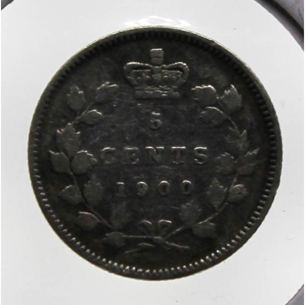 1900 VICTORIAN SILVER 5 CENT COIN