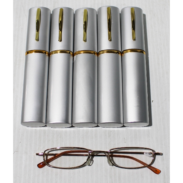 PENCIL THIN READING GLASSES W/ CASE +1.75