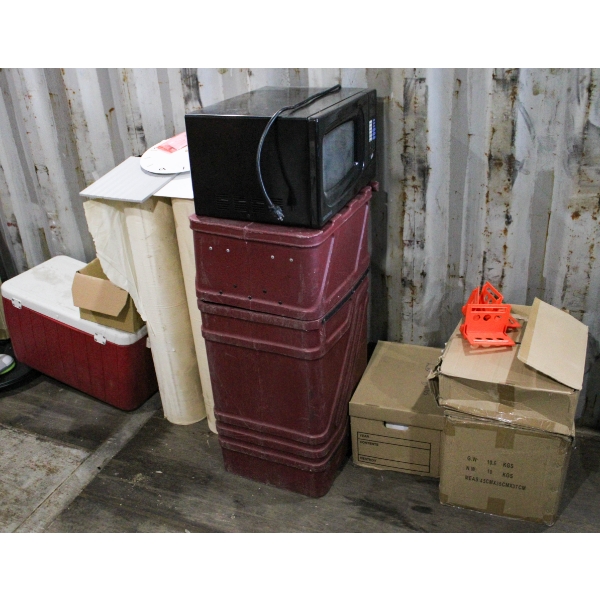 TRADE SHOW DISPLAY BOOTH W/ STORAGE CONTAINERS ETC. 