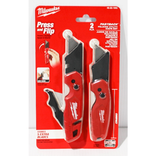 NEW MILWAUKEE 2PC FAST-BACK FOLDING KNIFE SET 