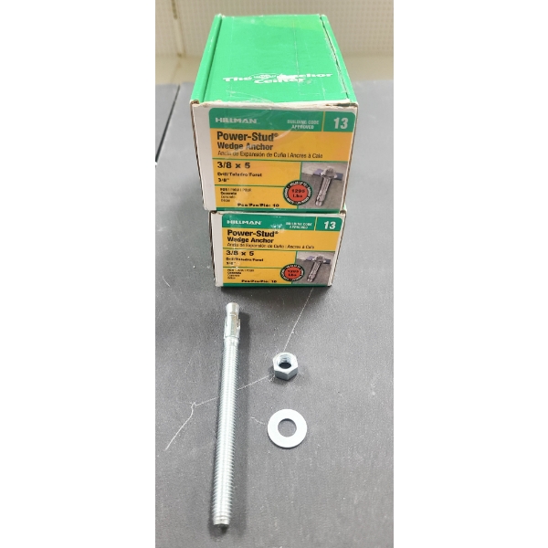 20 NEW HILLMAN POWER-STUD WEDGE ANCHOR 3/8" X 5"