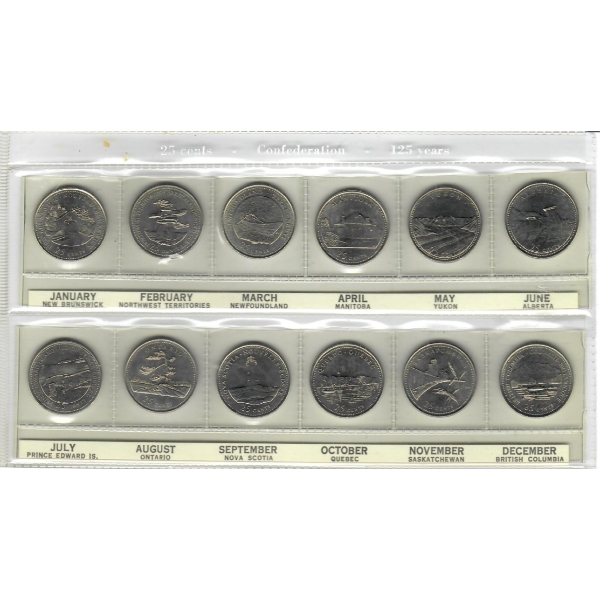 1867-1992 CONFEDERATION 125YR 25 CENT COIN SET