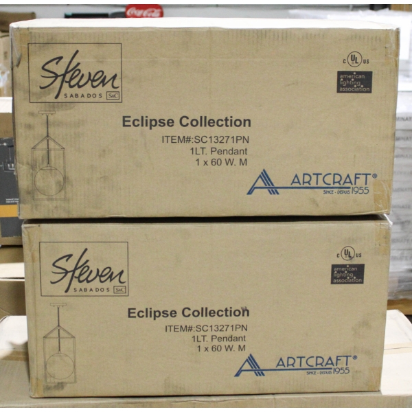 2 NEW ARTCRAFT ECLIPSE 1 LIGHT PENDANT 