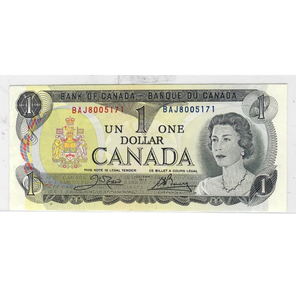 1973 MULTI COLORED CANADA $1 DOLLAR BANK NOTE