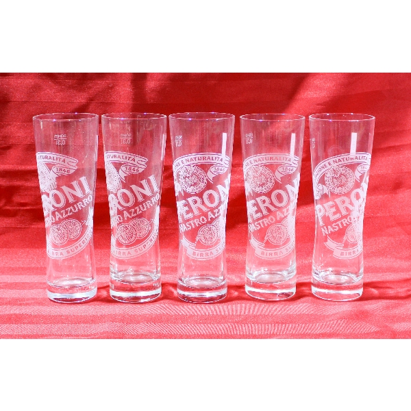 5 PERONI NASTRO AZZURRO BEER GLASSES