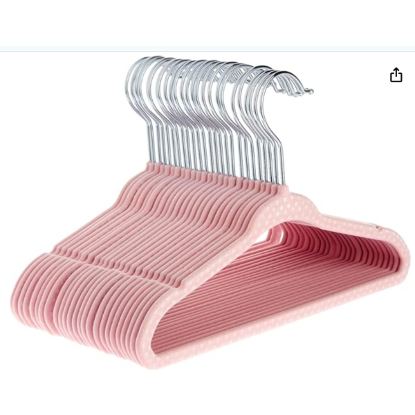 50 NEW KIDS PINK POLKA DOT VELVET HANGERS