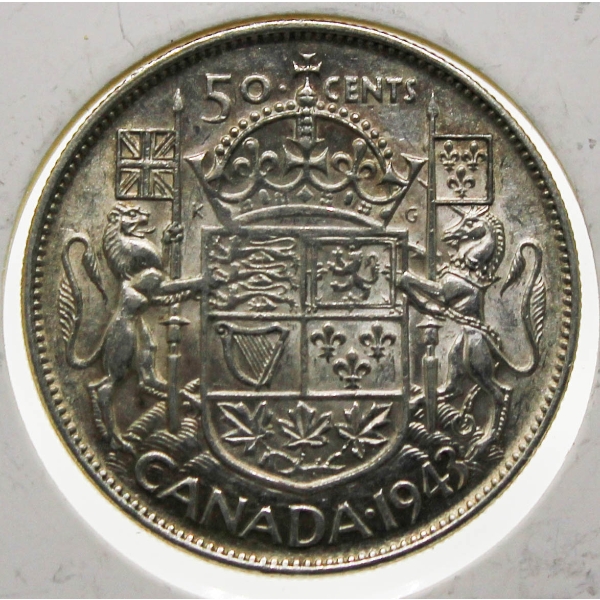 1943 CANADIAN SILVER 50 CENT COIN