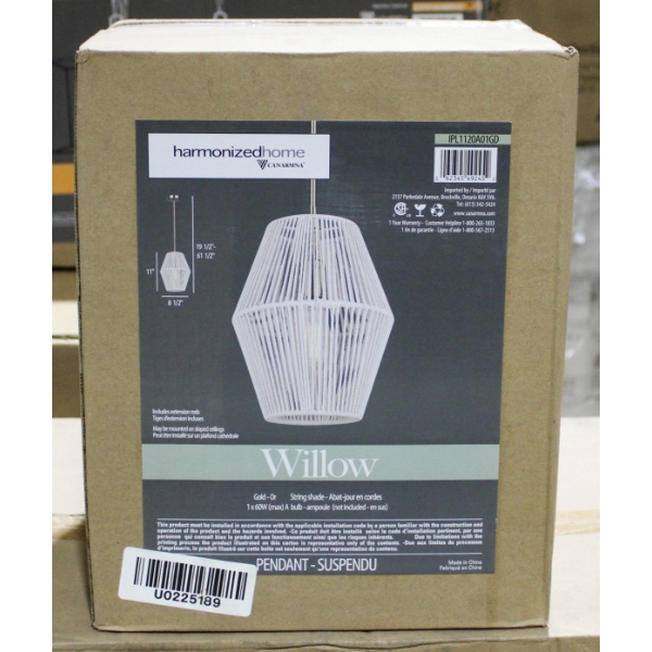 NEW CANARM WILLOW ROD PENDANT GOLD STRONG SHADE