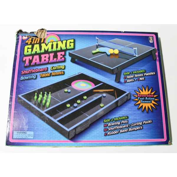 4 IN 1 GAMING TABLE - CURLING BOWLING SHUFFLEBOARD ETC.